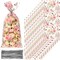 100 Pieces Eucalyptus Party Cellophane Treat Bag Floral Candy Bags for Baby Shower Wedding Bridal Shower Supplies Favors Decorations Birthday Theme Greenery Floral Graduation Decor (Flowers)
